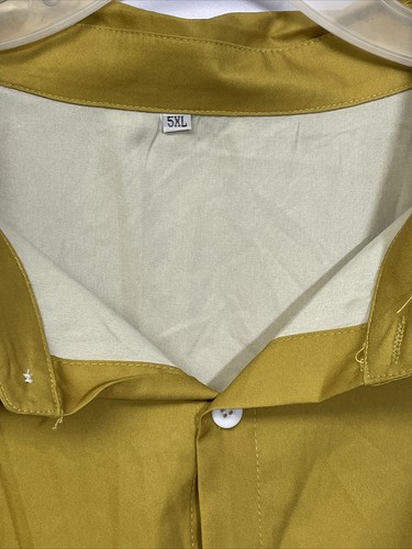 Blusa Camisa Vintage Priory Amarillo Mostaza Manga Corta Abotonada 5x Para Hombre - Imagen 4 de 14