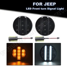 Smoked Front LED Turn Signal Lights Parking Lamps For 2007-2017 Jeep Wrangler JK