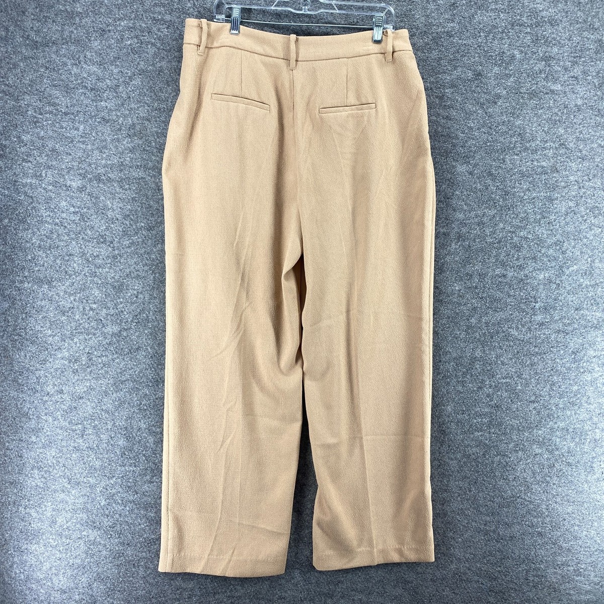 Nine West Dress Pants Women 14 Beige Wide Leg Pleated High Rise