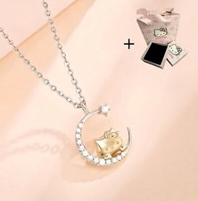 Hello Kitty Moon Pendant Necklace with Gift Bag Set