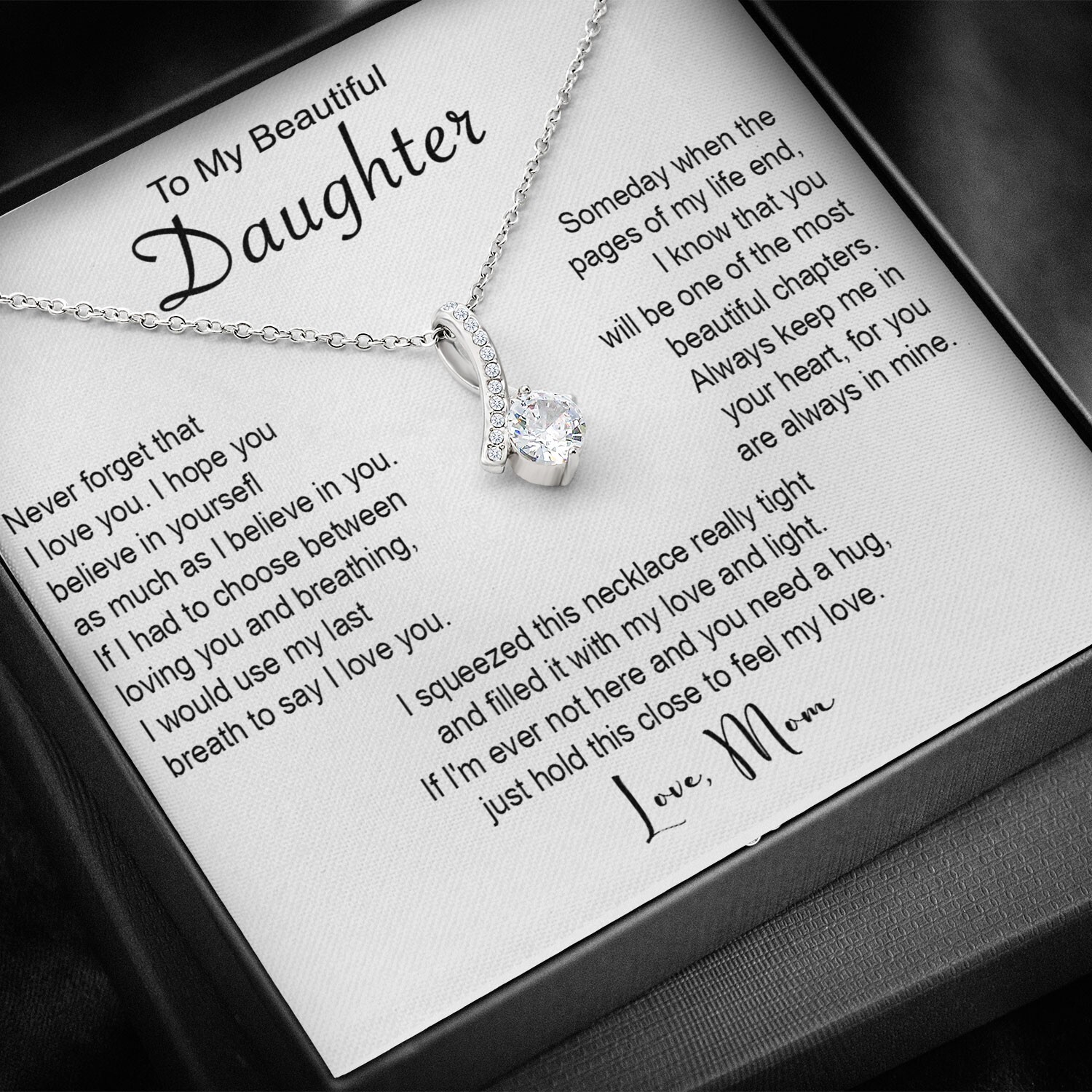 To My Beautiful Daughter Necklace, Xmas Gift From Mom, Daughter Mother