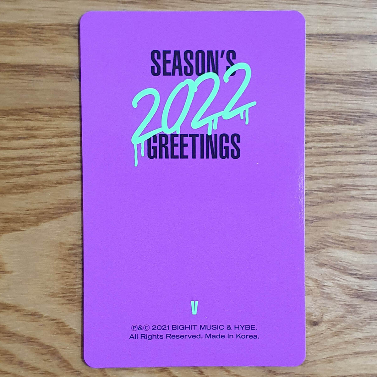 V Taehyung Hope Official Photocard BTS 2022 Season's Greeting