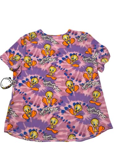Tweety Bird Looney Tunes Medical Scrub Top Shirt Small - Picture 2 of 6