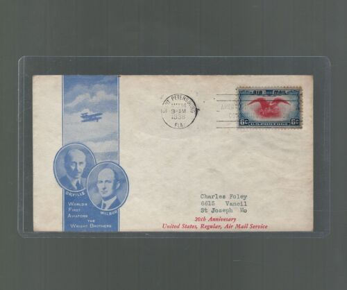 US Airmail Dayton St Petersburg to St Joseph 1938 US Scott c23 FDC Wright Bros