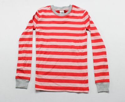 Mini Boden Girl's Long Cuffed Sleeve Striped Round Neck T-Shirt ZS6 Red 12Y