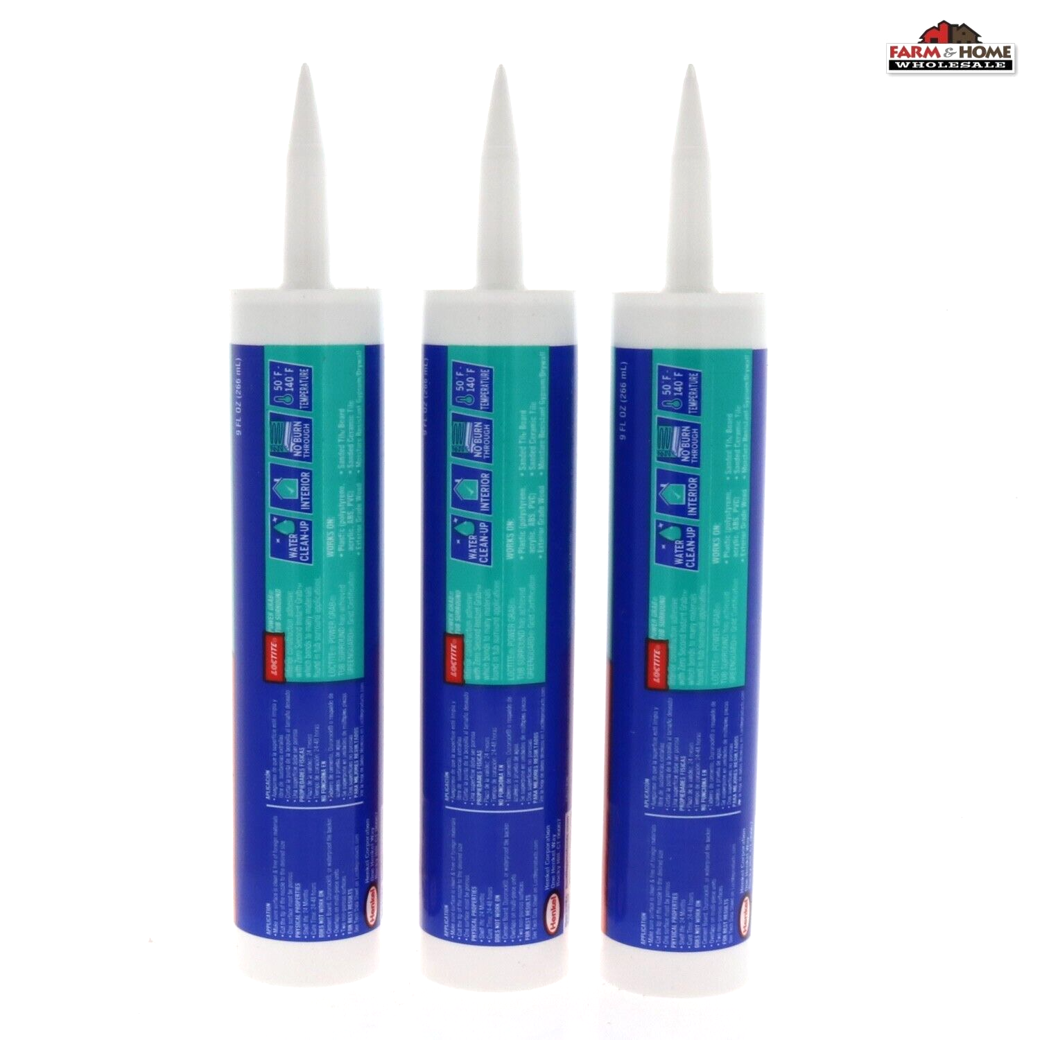 Loctite Power Grab Bath Tub Surround Construction Adhesive 9oz 3Pack