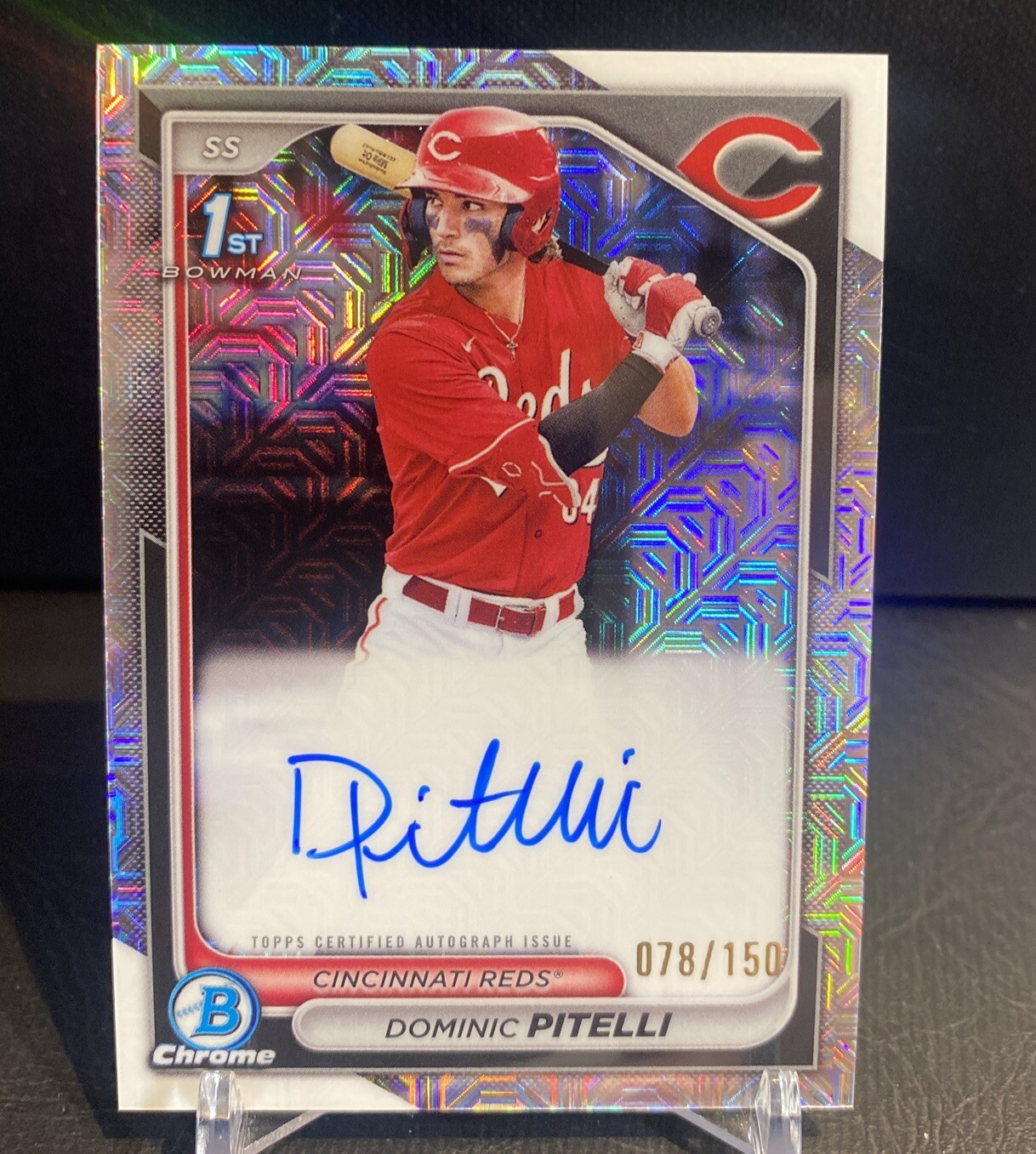 2024 Bowman Chrome Dominic Pitelli 1st Bowman HTA Choice Auto /150 Reds #CPA-DPI