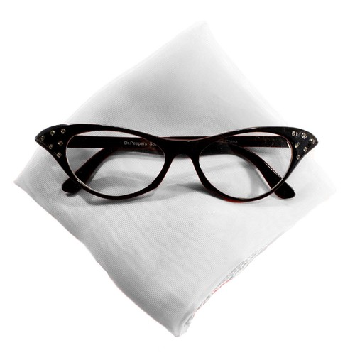 Sheer Chiffon Scarf & Black Cat Eye Glasses - 50s Style Accessory Set by Hey Viv - Picture 5 of 34