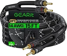 GearIT 14AWG Premium Heavy Duty Braided Speaker Wire 6 Ft