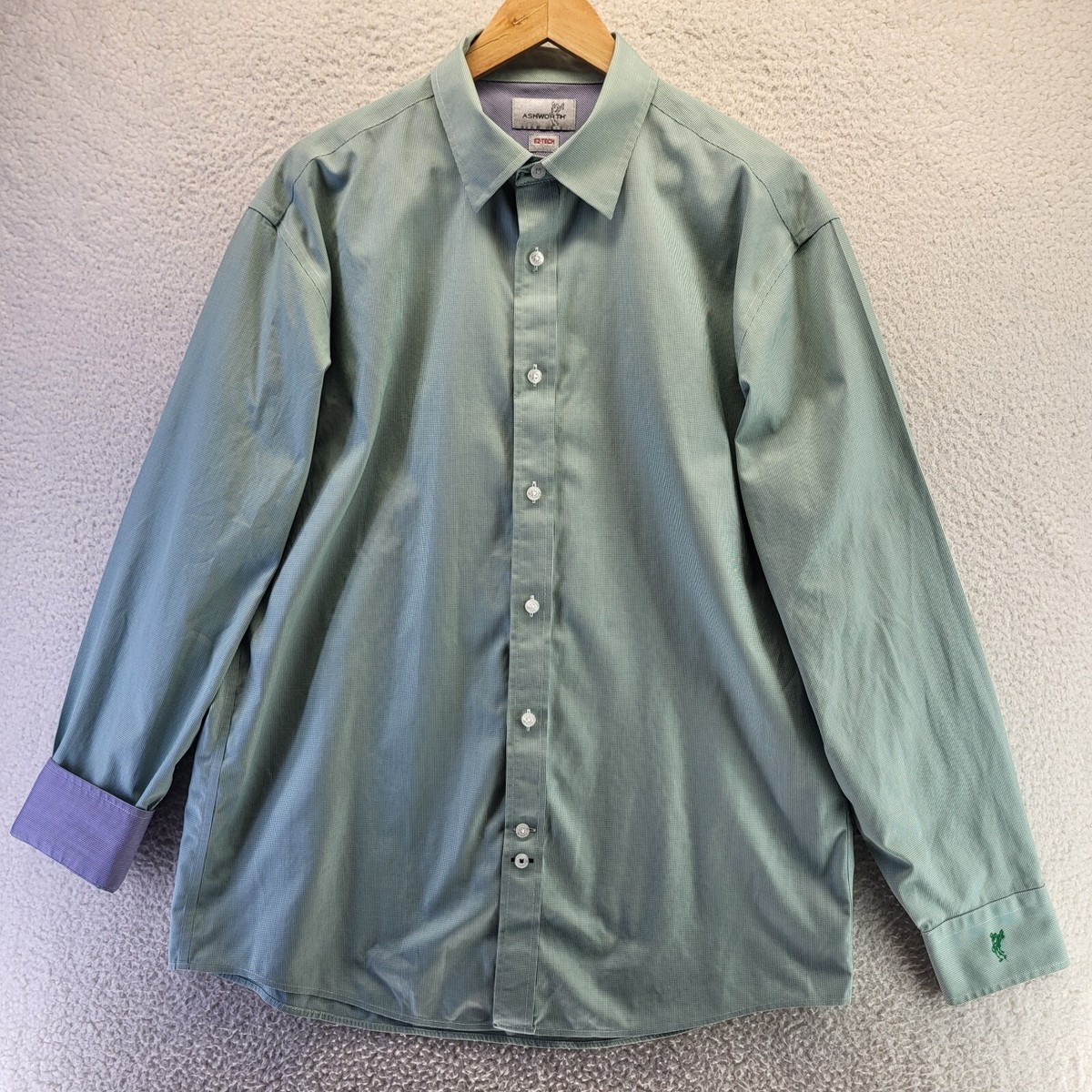トップス TECH BUTTON DOWN SHIRTS OXFORD S Ashworth EZ Tech Button Shirt Mens XL Green Dress Long