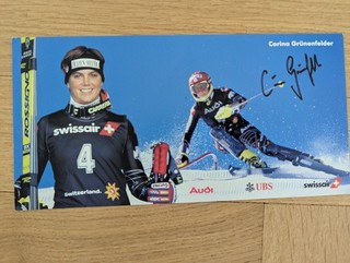 Carte postale dédicacée Corina GRÜNENFELDER Ski