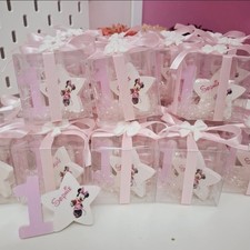 bomboniera Compleanno Bimba Numero Uno Minnie Calamita Magnete Scatola Segnapost