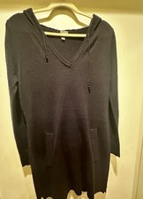 Navy Blue Hooded Sweater Dress