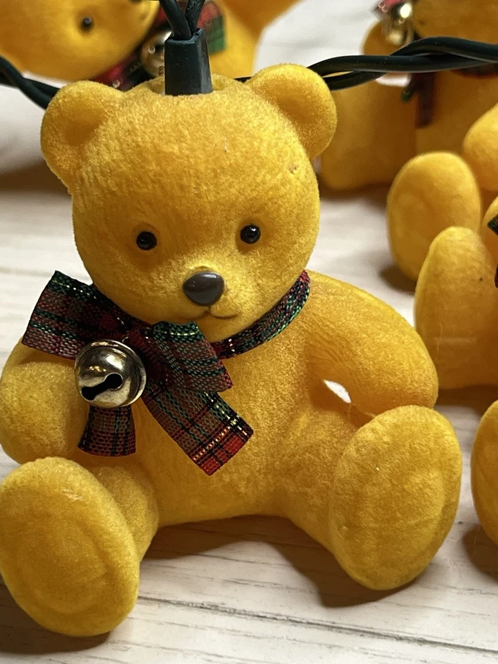 Vintage Flocked 10 Teddy Bear Holiday String Lights 9 Ft. - Image 2 of 4