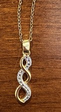 Macy's Gold Infinity Pendant Necklace with Round White Crystals, Cable Chain