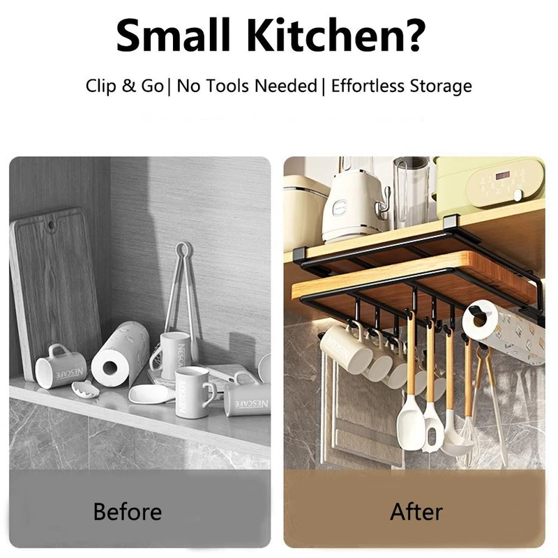 Under-Cupboard Hanging Organizer Rack Hooks