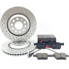 PASST FÜR AUDI RS3 8V QUER GELOCHTE BREMSSCHEIBEN HINTEN OEM BREMBO BELÄGE 310mm