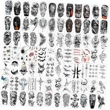 82 Sheets Halloween Temporary Tattoos, 3D Scary Lion Wolf Halloween Tattoos