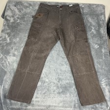 Wrangler Riggs Canvas Double Knee Cargo Pants Brown Carpenter Ripstop 38x33 Mens