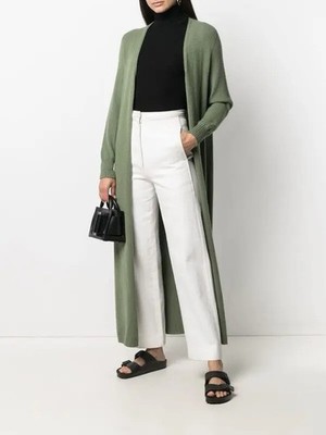 APPARIS Long Duster Cardigan Sweater Olive Green Maxi Split Sides Made in Italy