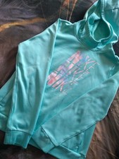 Nike Girls Hoodie Xl Green Pullover Fleece Dri Fit Nike Logo