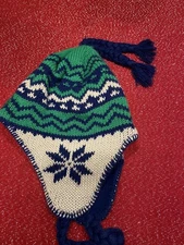 Hartford Whalers Old Time Hockey Cap Nhl Beanie Winter Hat Knit Pom Ear flaps