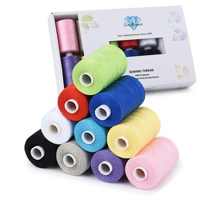 Simthread All Purpose Sewing Thread, 10 Spool Assorted Basic Color Series 