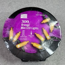 Home Accents Holiday 300 Orange Mini LED Lights 68 ft. Indoor Outdoor Black Wire