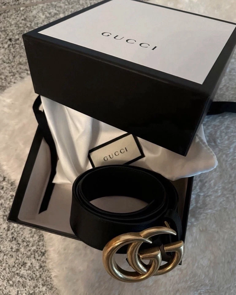 Gucci Breiter GG Marmont Gürtel Schwarz - Bild 4 von 4