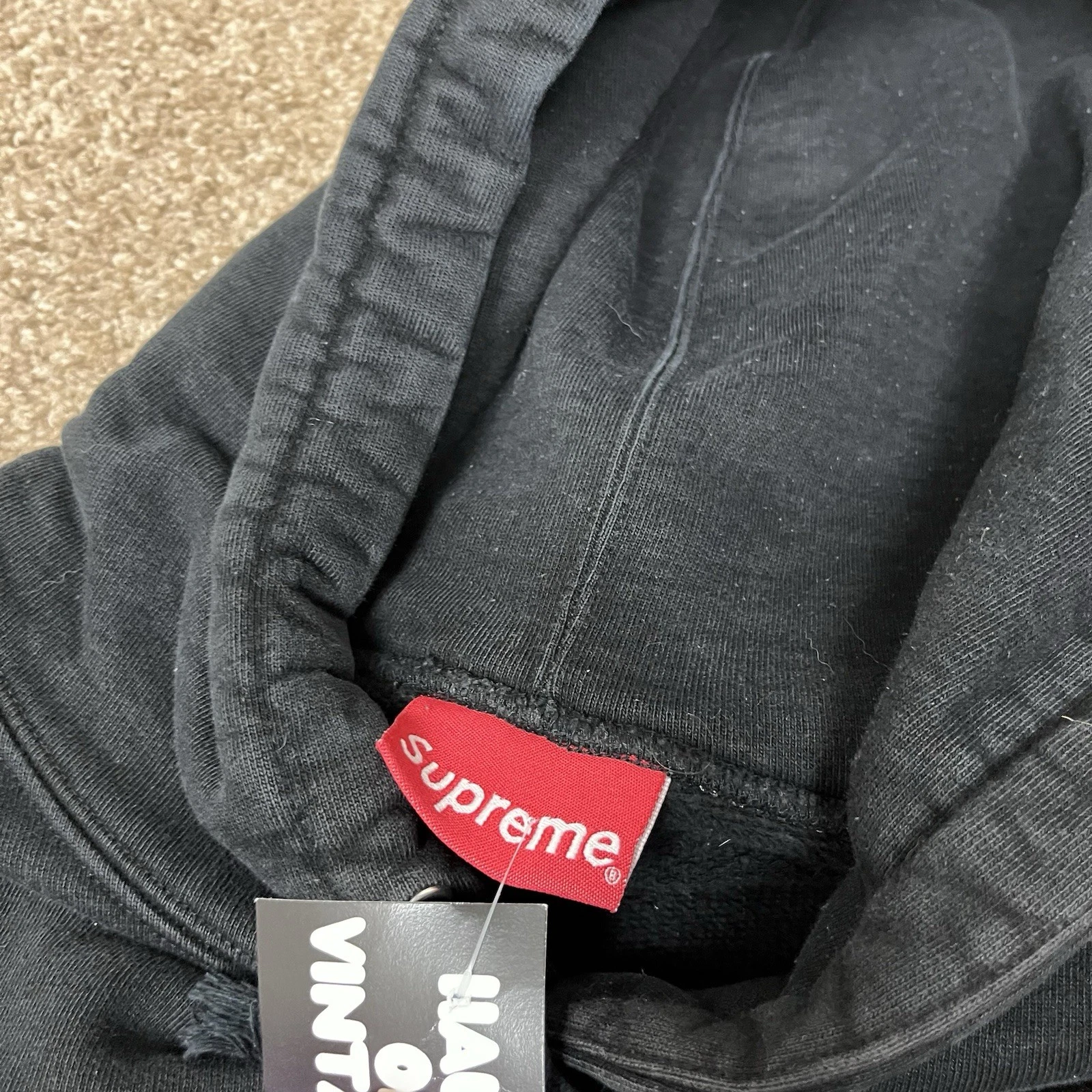 Felpa con cappuccio Supreme logo impreziosito uomo XL nero giallo scatola logo rara