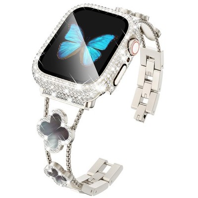 Four-Leaf Clover Band for Apple Watch Band 44mm with Full Diamond Protective ...