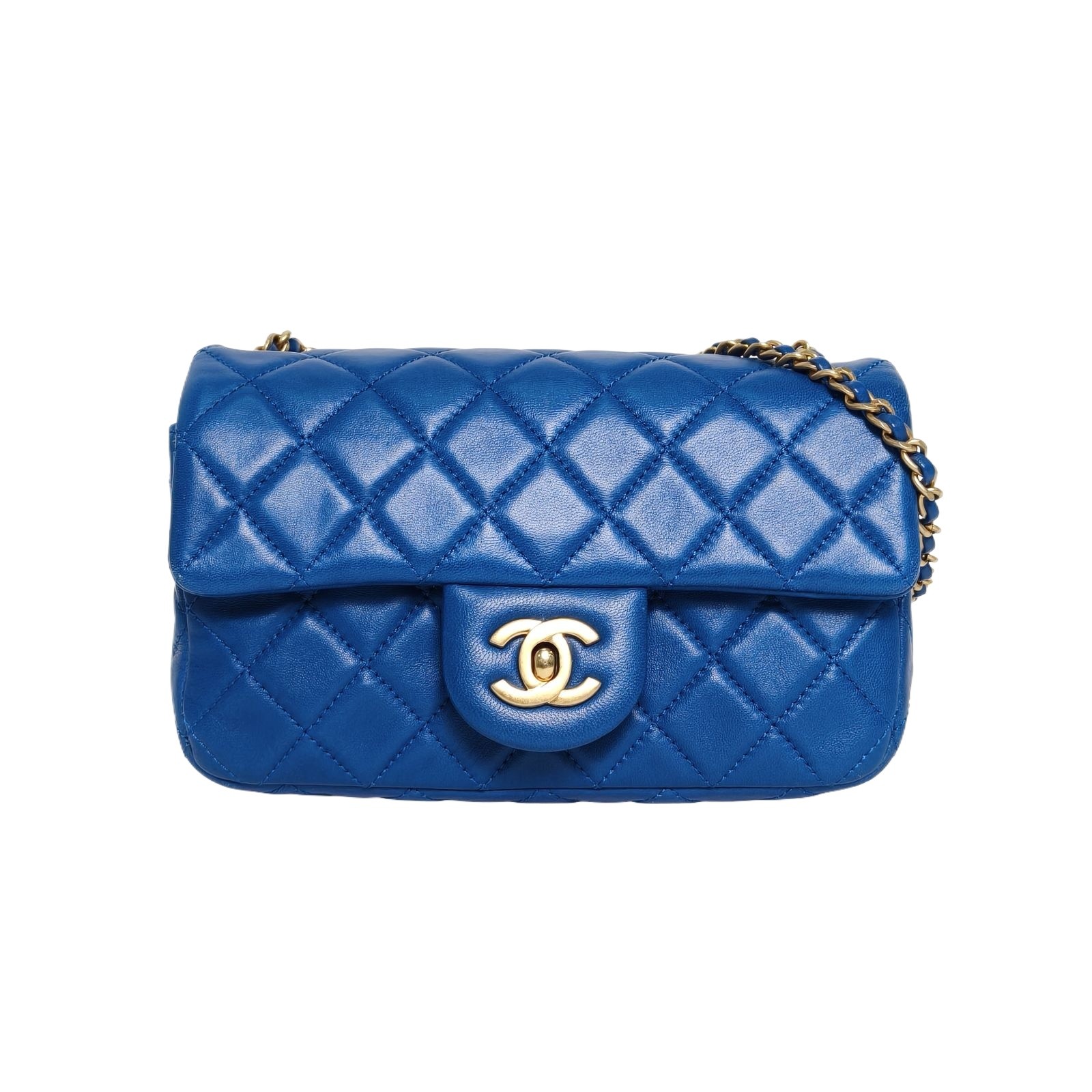 CHANEL CF Flap Bag Large Mini 20cm Blue Lambskin P245926898