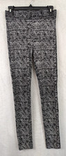 Bar lll sz M Knit Leggings black  off white print elastic waist stretchy 0751