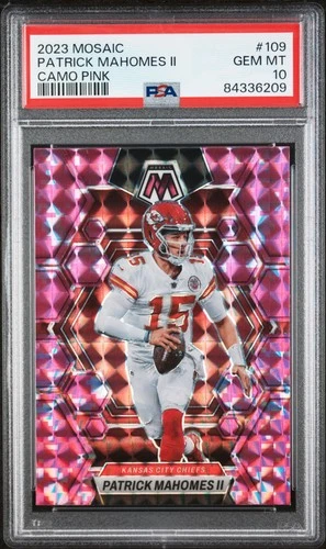 2023 PANINI MOSAIC CAMO PINK #109 PATRICK MAHOMES II PSA 10
