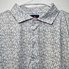 Donald Ross Sport Polo Shirt L White Black Wine Glasses Performance Golf