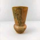 Weller Breton 1920s Art Pottery Matte Orange And Green Thistle Floral Vase 8”
