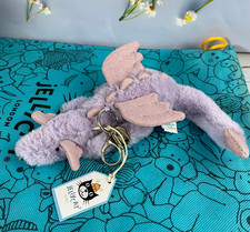 Jellycat Purple Dragon Bag Charm Keychain Soft Plush Toy Gift With Dust Bag NWT