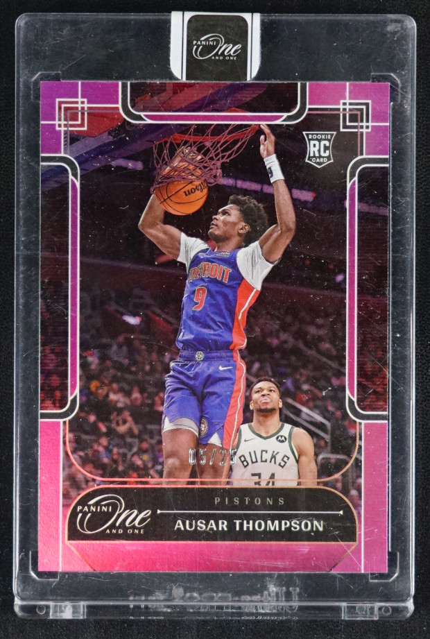 Ausar Thompson 2023-24 Panini One And One 05/25 Base Purple RC Pistons #121