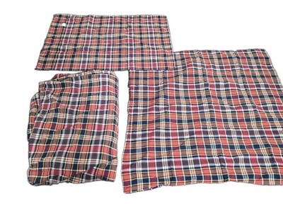3 Pieces Ralph Lauren Garrison Plaid Twin Fitted Sheet & 1 Pillowcase & 1 Sham