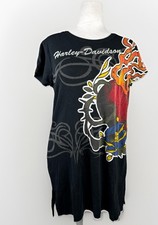 Harley Davidson T-shirt Dress Women’s Size L/XL Flame Pattern