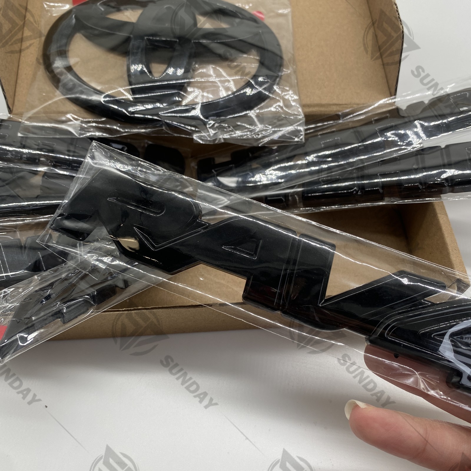 8pcs GLOSS BLACKOUT EMBLEM OVERLAY KIT FOR RAV4 HYBRID XSE AWD BADGE 2019 - 2025