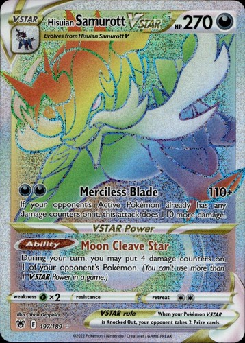 Hisuian Samurott VSTAR 197/189 Rainbow Rare Astral Radiance Pokemon Holo NM