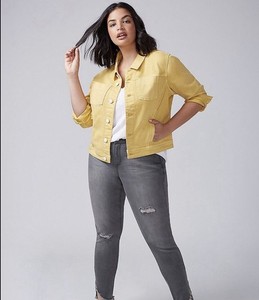 LANE BRYANT Women’s Yellow/Mustard Denim Stretch Casual Jacket/coat Sz 24