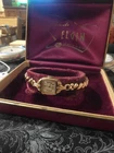 Vintage 10k Gold Filled Lady Elgin Wristwatch & GF Band Bracelet Antique Nice!