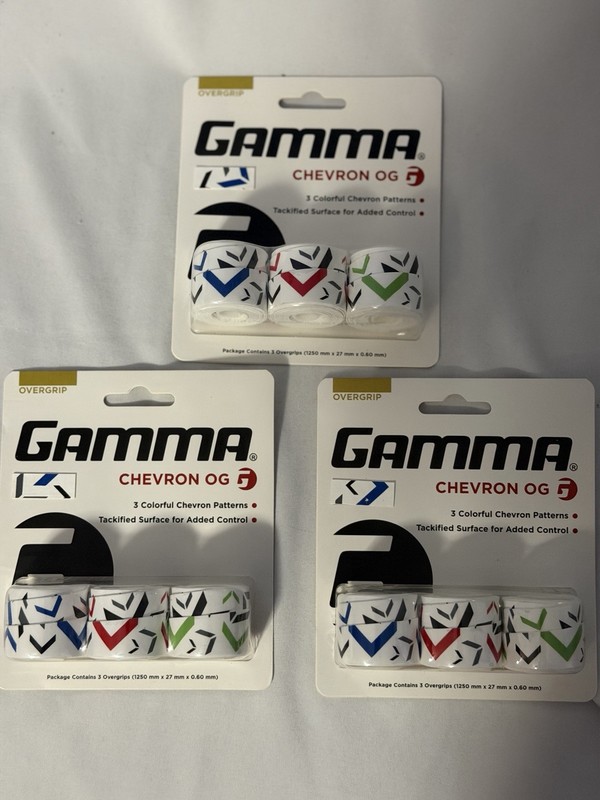 3 Packs GAMMA Tennis Racquet Overgrip Chevron 9 Total Grips NEW