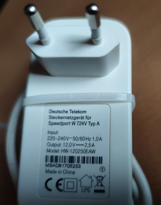 Telekom HW-120250EAW 12V 2.5A Netzteil , Ladestecker auch passend für  Huawei