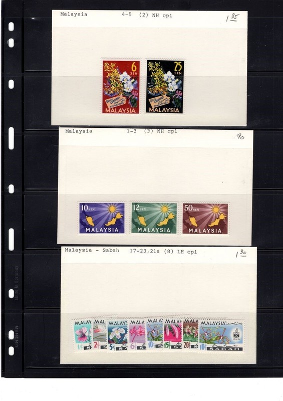BH GOLDPATH: MALAYSIA STAMP, CAT VALUE $92.65, #4-5, #1-3, #17- BHS_001_151_28