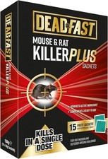 Deadfast 20300393 Mouse and Rat Killer Plus Poison, 15 Sachets - Green