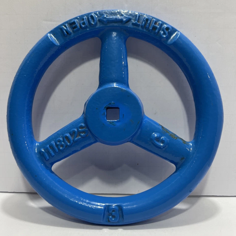 "Rueda de mano radiada de hierro fundido azul de 7"" vatios agujero cuadrado 111802S" Foto 3 de 4