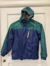 LL Bean Kids Trail Tek Model Rain Jacket Boy's S 8 Green Navy Blue